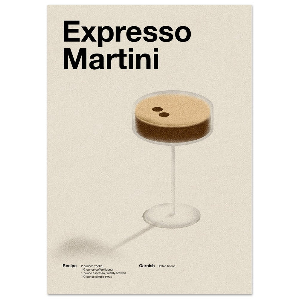 Expresso Martini Cocktail Minimalist Poster - Print Material - bar cart poster, cocktail poster, expresso martini