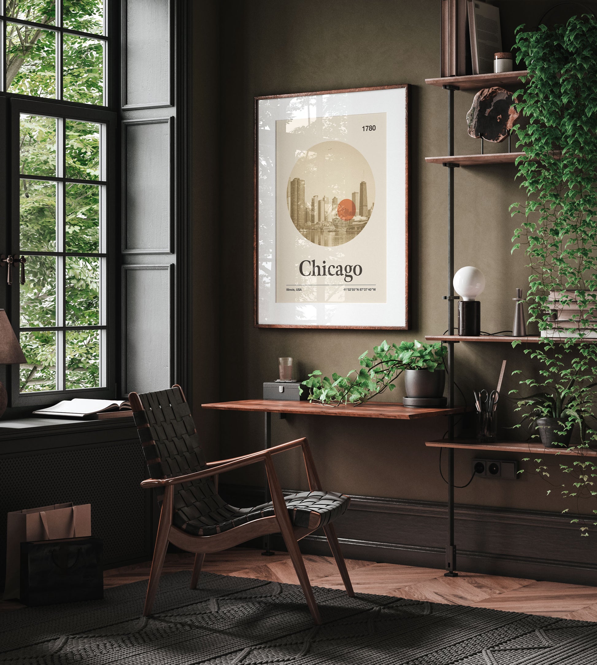 Chicago - Poster - city poster, travel poster, chicago, illinois, city line