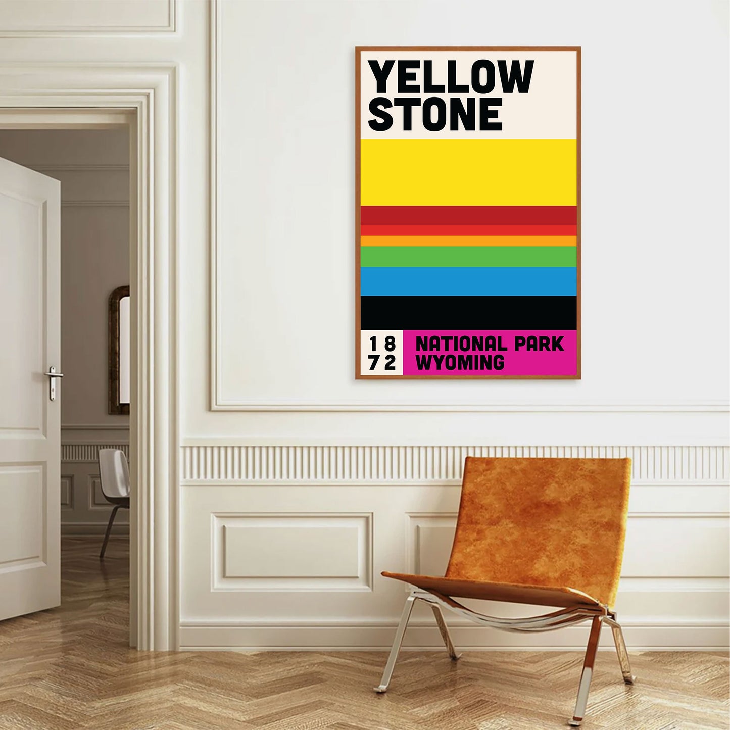 Yellowstone National Park Mid Century Poster | Abstract Travel Poster | Minimalist Art Print | National Park Poster | Wyoming Poster