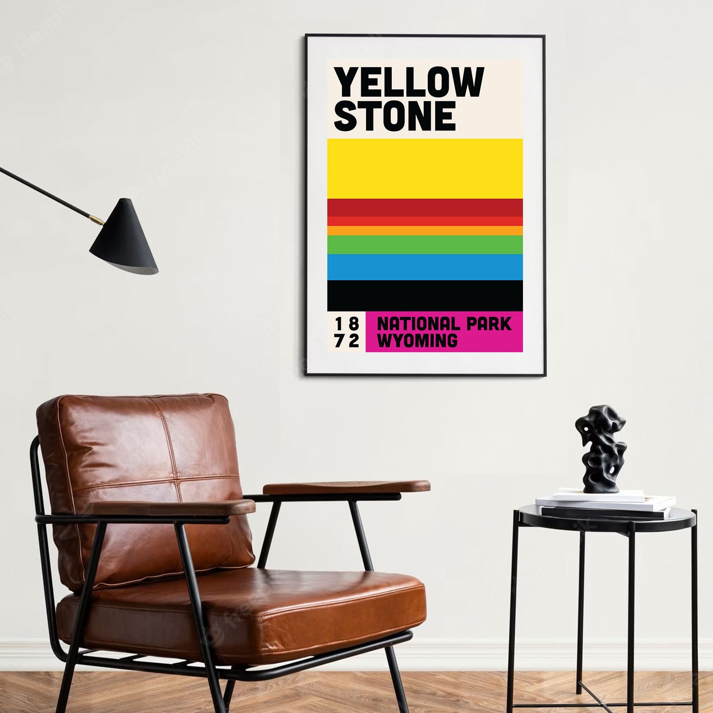 Yellowstone National Park Mid Century Poster | Abstract Travel Poster | Minimalist Art Print | National Park Poster | Wyoming Poster