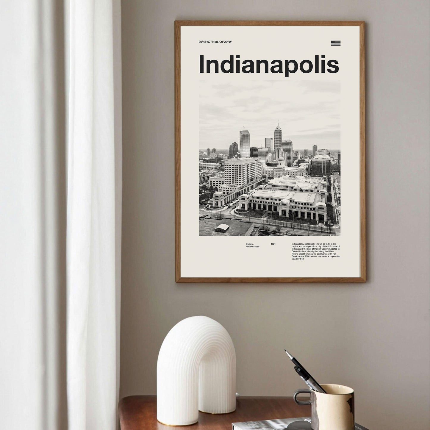 Indianapolis Print | Indianapolis Poster | Indianapolis Wall Art | Mid Century Poster | Travel Print Art | Indiana