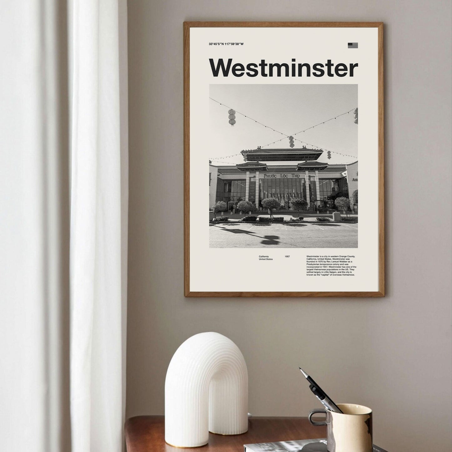 Westminster Print | Westminster Poster | Westminster Wall Art | Mid Century Poster | Travel Print Art | California