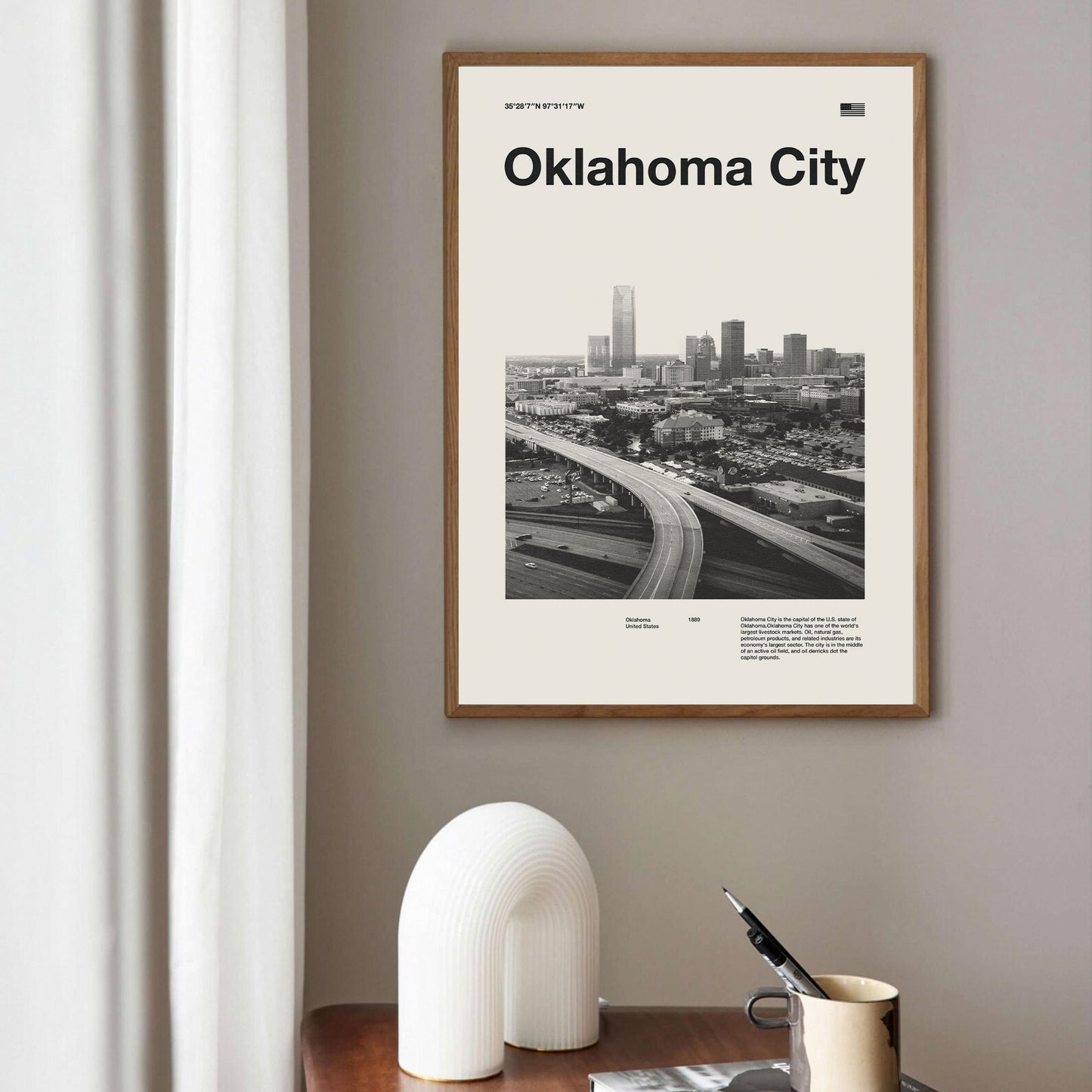Oklahoma City Print | Oklahoma City Poster | Oklahoma City Wall Art | Mid Century Poster | Travel Print Art | Oklahoma