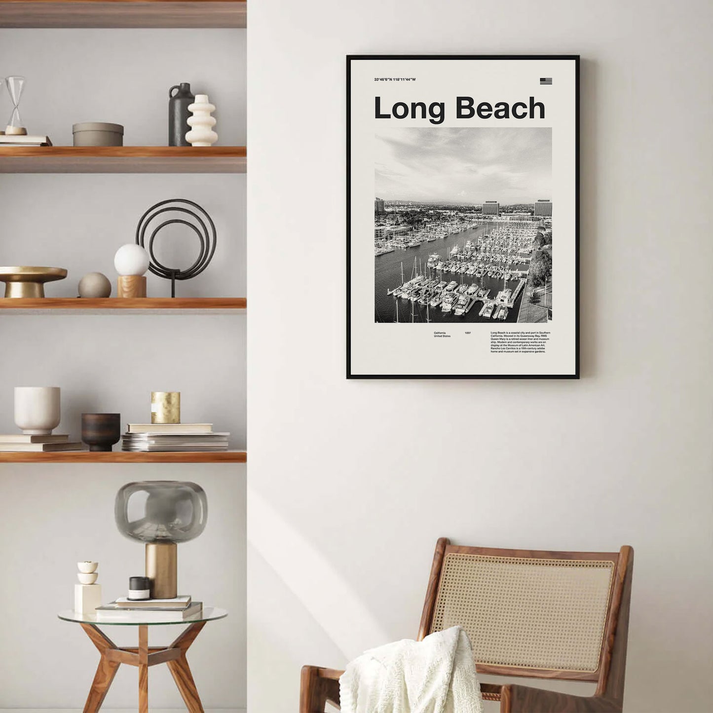 Long Beach City Art Print | Long Beach Poster | Long Beach Wall Art | Mid Century Poster | Travel Print Art | California