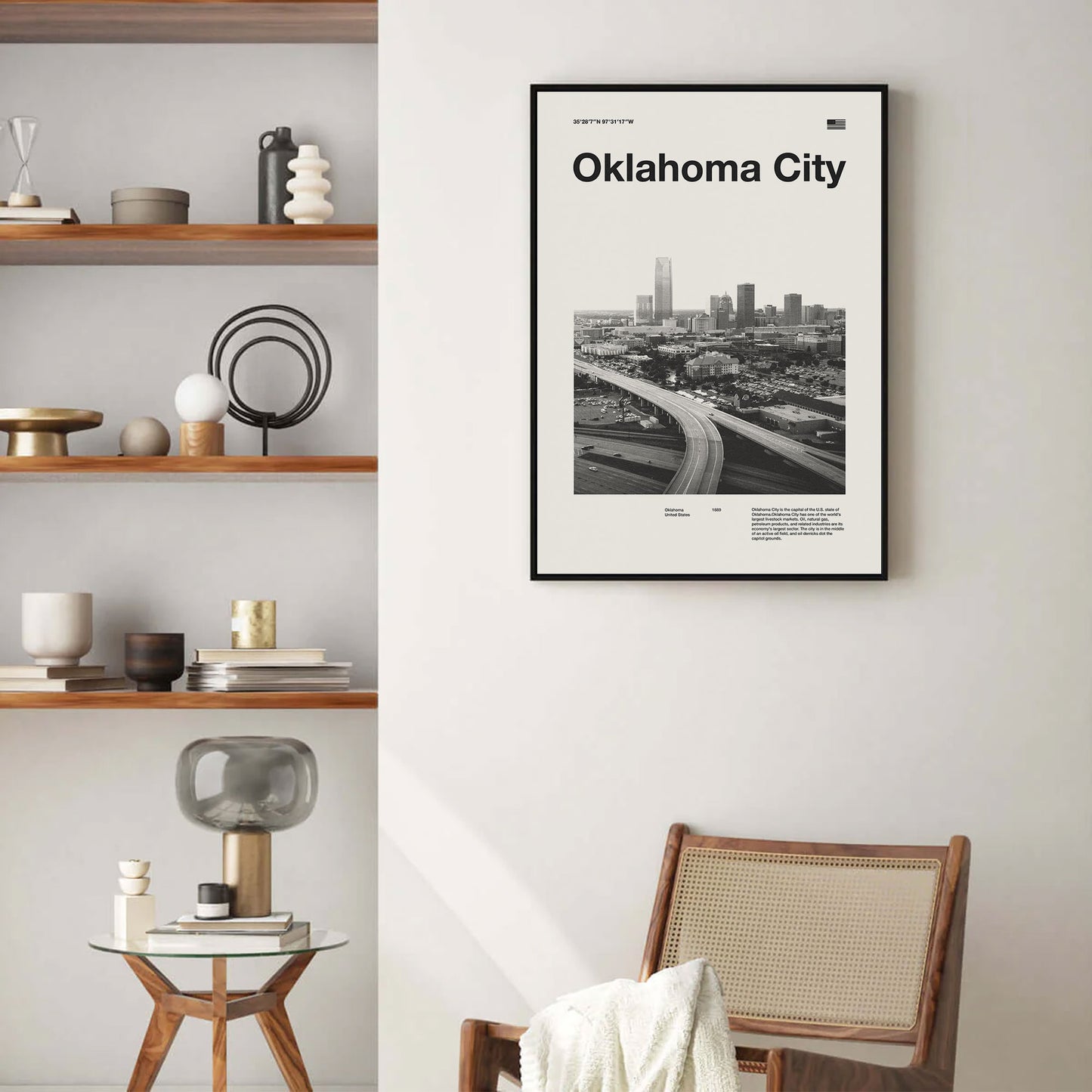 Oklahoma City Print | Oklahoma City Poster | Oklahoma City Wall Art | Mid Century Poster | Travel Print Art | Oklahoma
