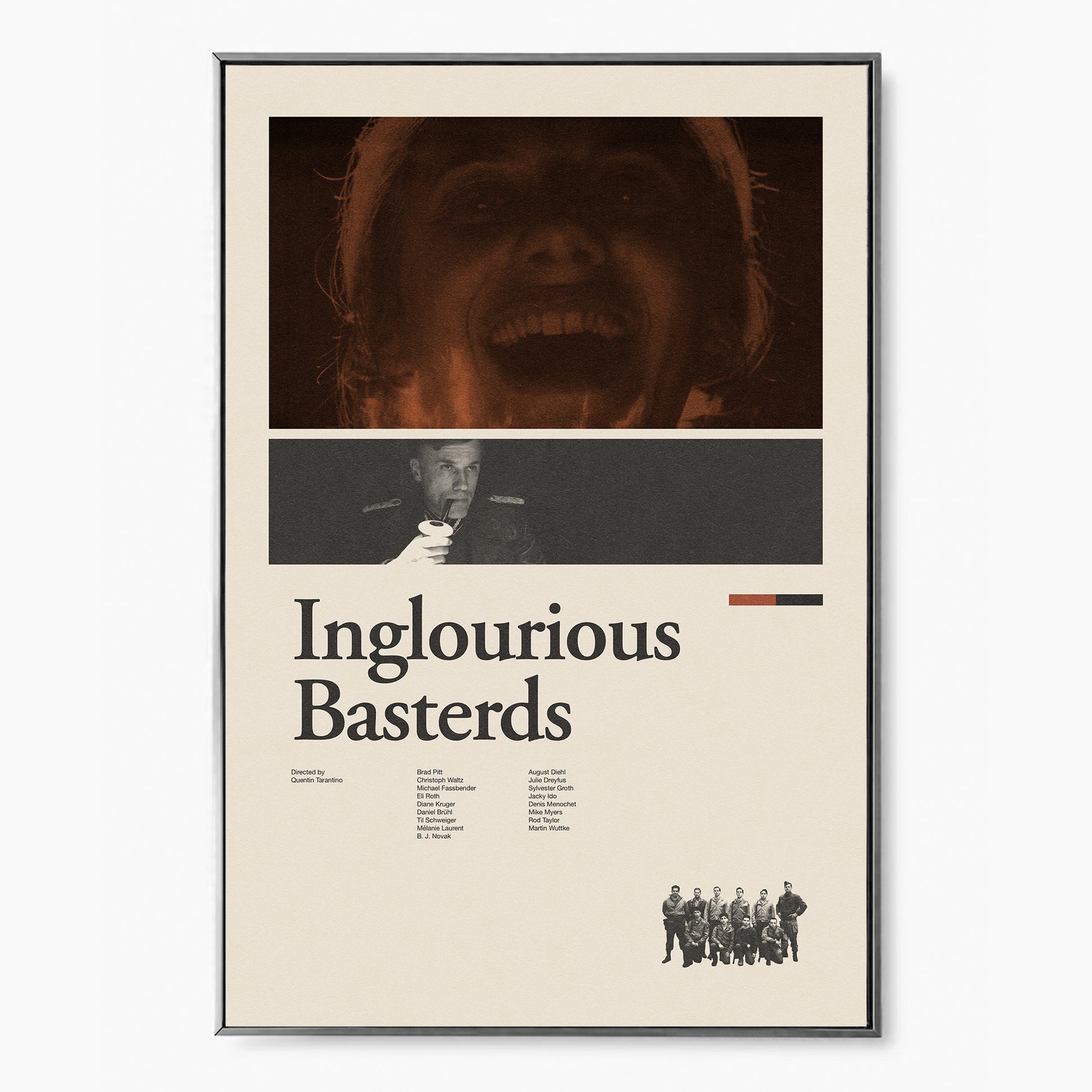 A mid-century modern art print depicting a scene from the movie Inglourious Basterds by Quentin Tarantino