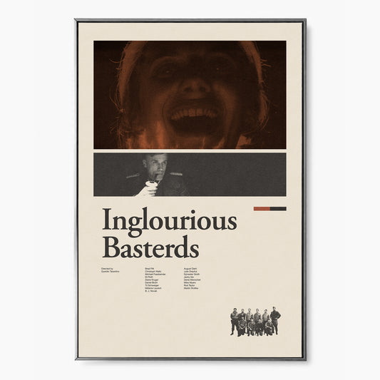 A mid-century modern art print depicting a scene from the movie Inglourious Basterds by Quentin Tarantino
