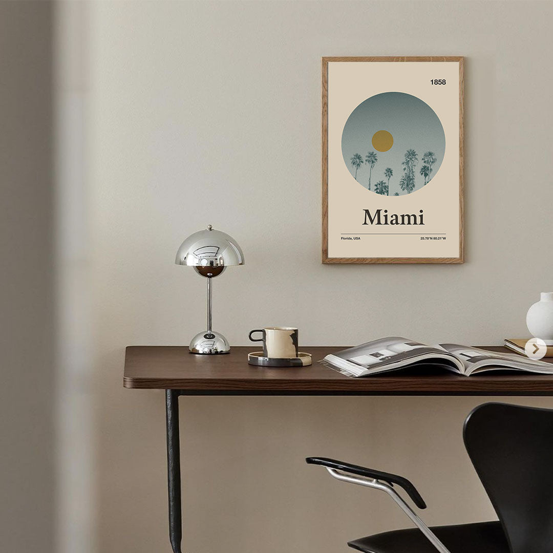 Miami - Poster - city poster, travel poster, miami city, city line, print art, florida