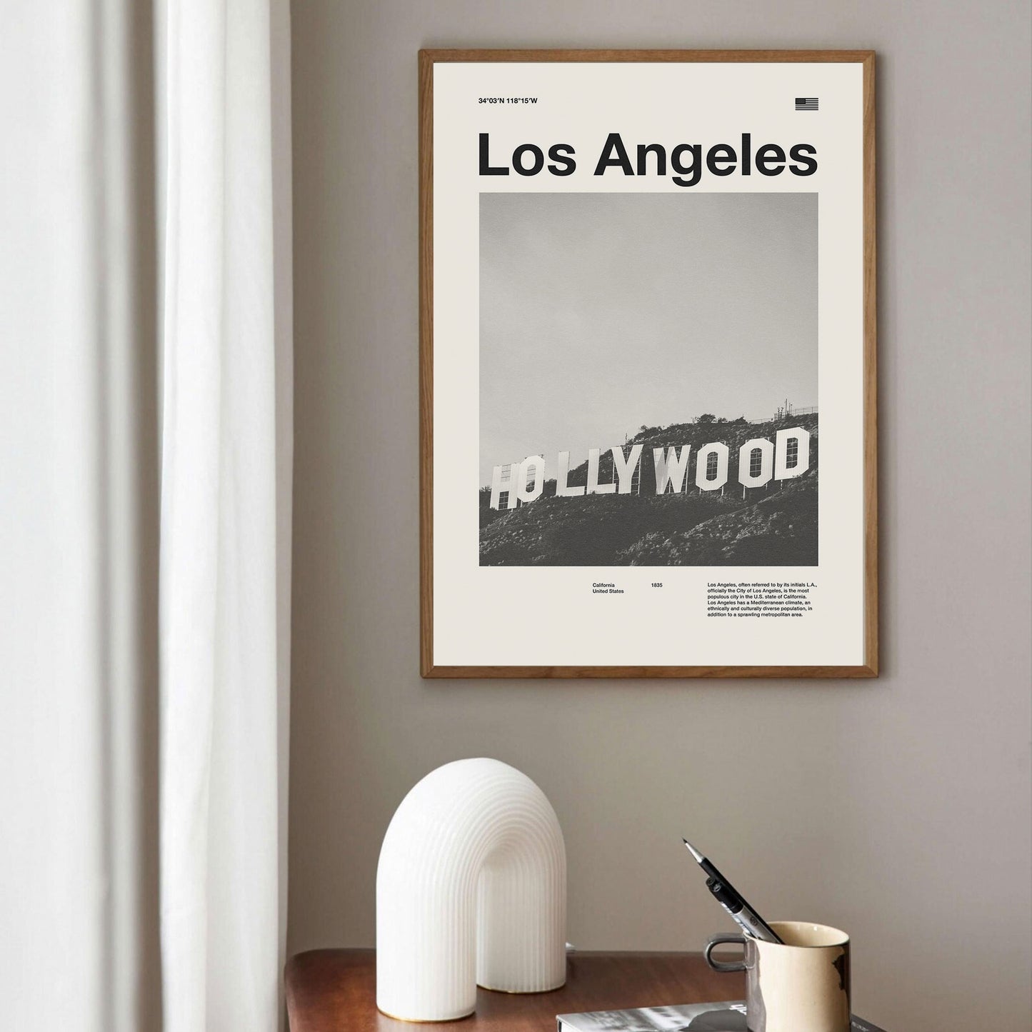 Los Angeles City Art Print | Los Angeles Vintage Poster | Los Angeles Wall Art | Mid Century Poster | Travel Print Art | California