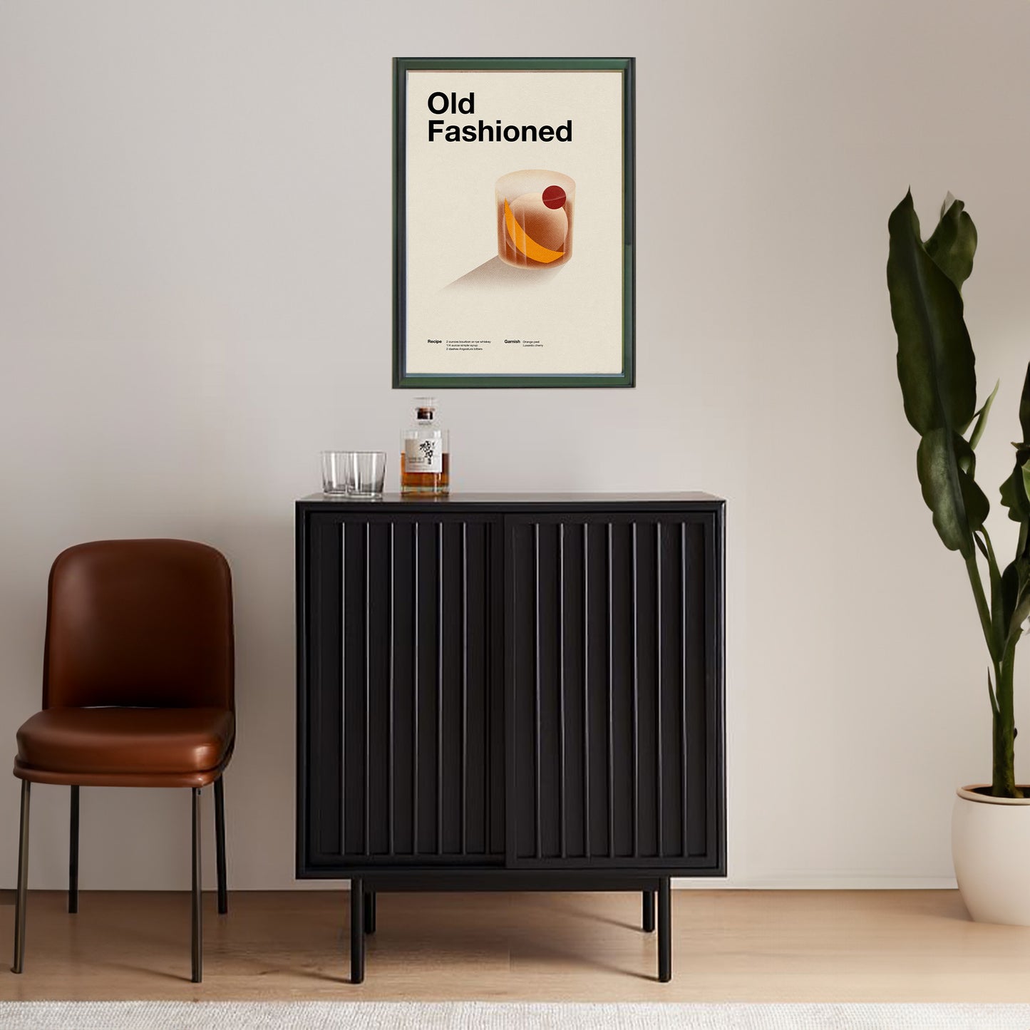 Old Fashioned Cocktail Minimalist Poster - Print Material - bar cart poster, cocktail poster, old fashioned