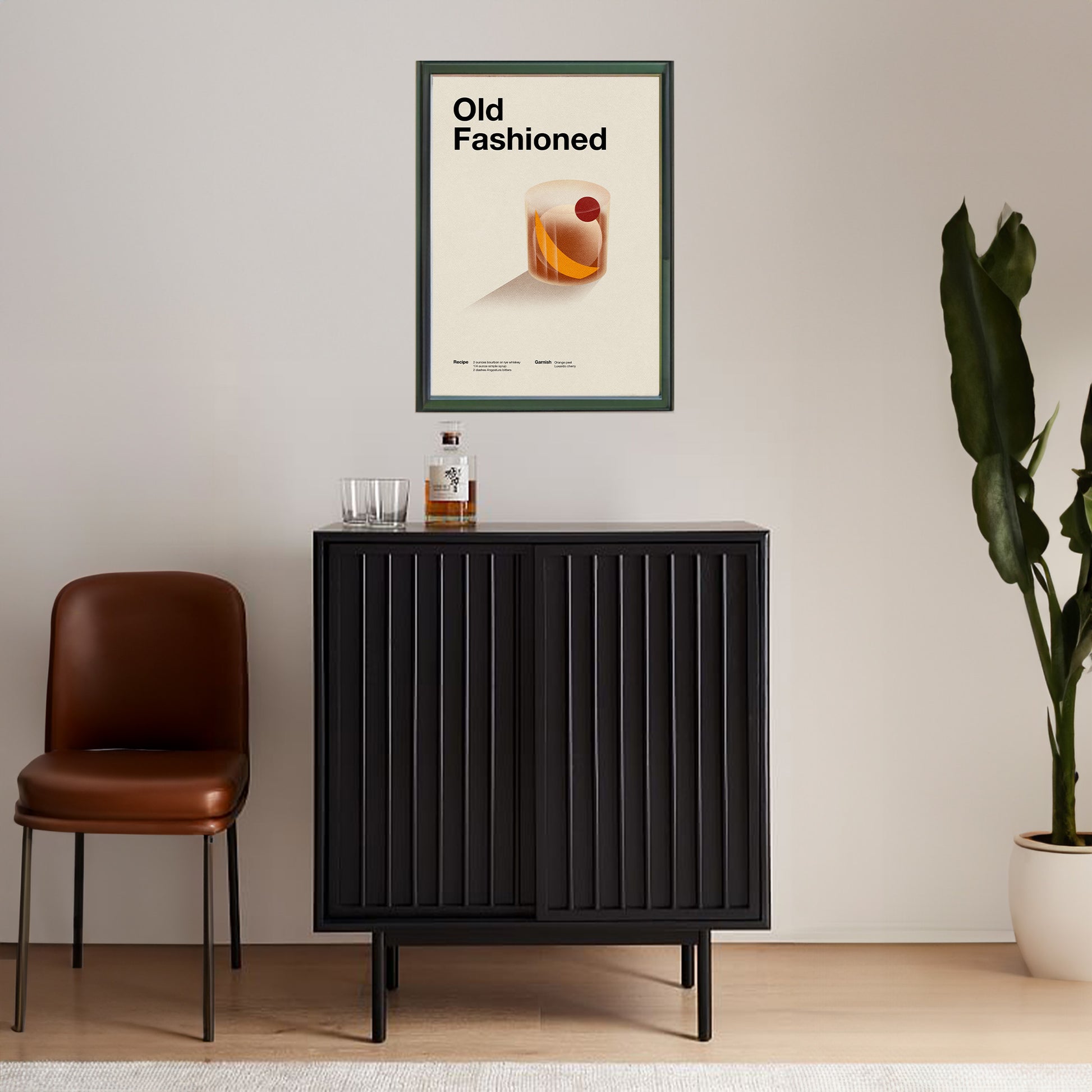 Old Fashioned Cocktail Minimalist Poster - Print Material - bar cart poster, cocktail poster, old fashioned
