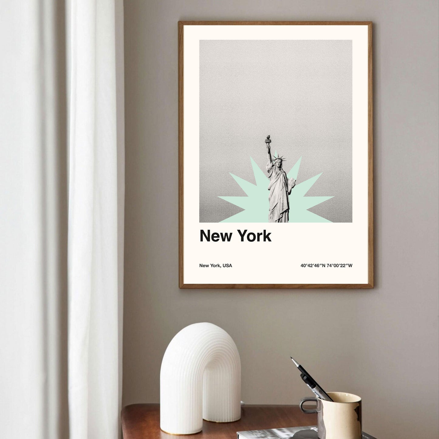 abstract print poster of the statue of liberty in new york city