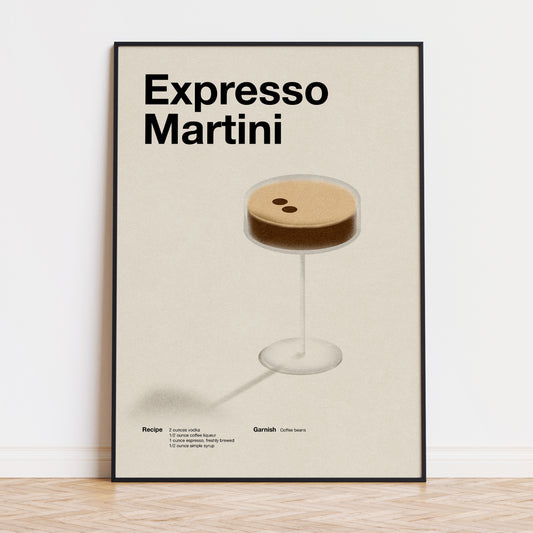 Expresso Martini Cocktail Minimalist Poster - Print Material - bar cart poster, cocktail poster, expresso martini