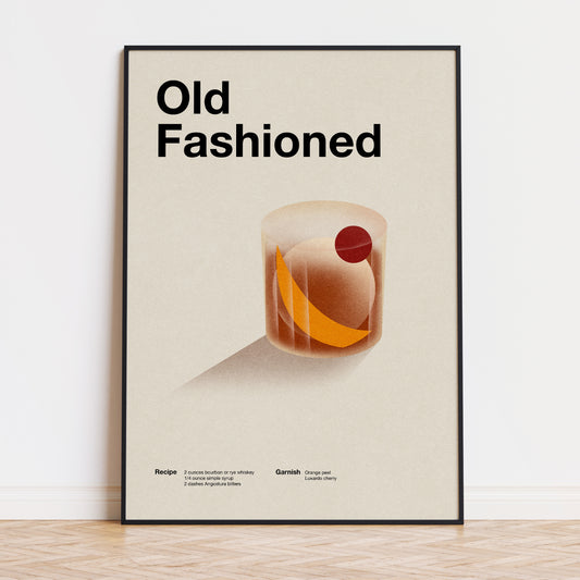 Old Fashioned Cocktail Minimalist Poster - Print Material - bar cart poster, cocktail poster, old fashioned