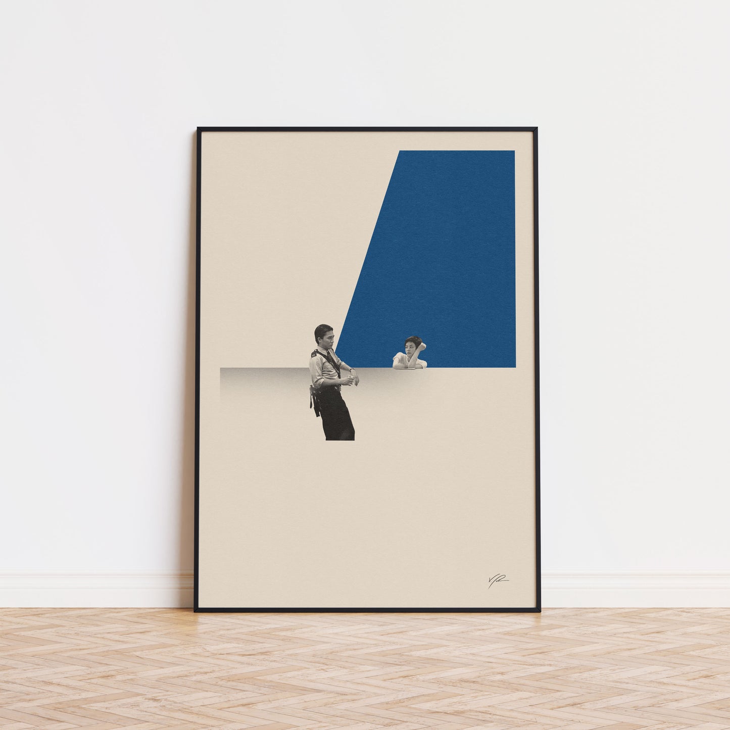 A minimalist poster of the movie Chungking Express featuring Tony cheung and Faye Wong