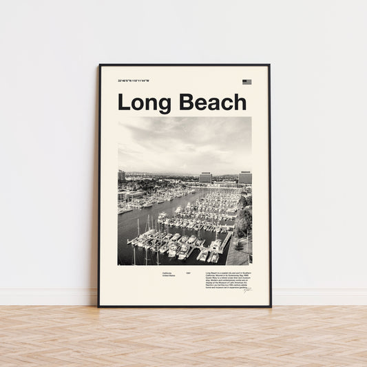 Long Beach City Art Print | Long Beach Poster | Long Beach Wall Art | Mid Century Poster | Travel Print Art | California