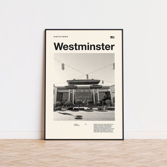 Westminster Print | Westminster Poster | Westminster Wall Art | Mid Century Poster | Travel Print Art | California
