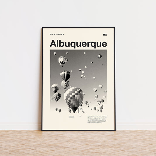 Albuquerque Print | Albuquerque Poster | Albuquerque Wall Art | Mid Century Poster | Travel Print Art | New Mexico