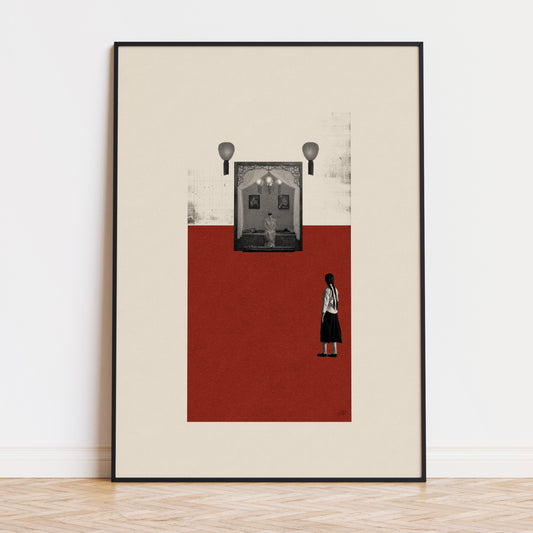 Raise The Red Lantern movie inspired print art of Gong Li looking at red lanterns