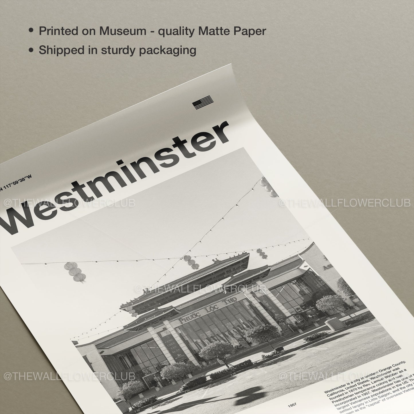 Westminster Print | Westminster Poster | Westminster Wall Art | Mid Century Poster | Travel Print Art | California