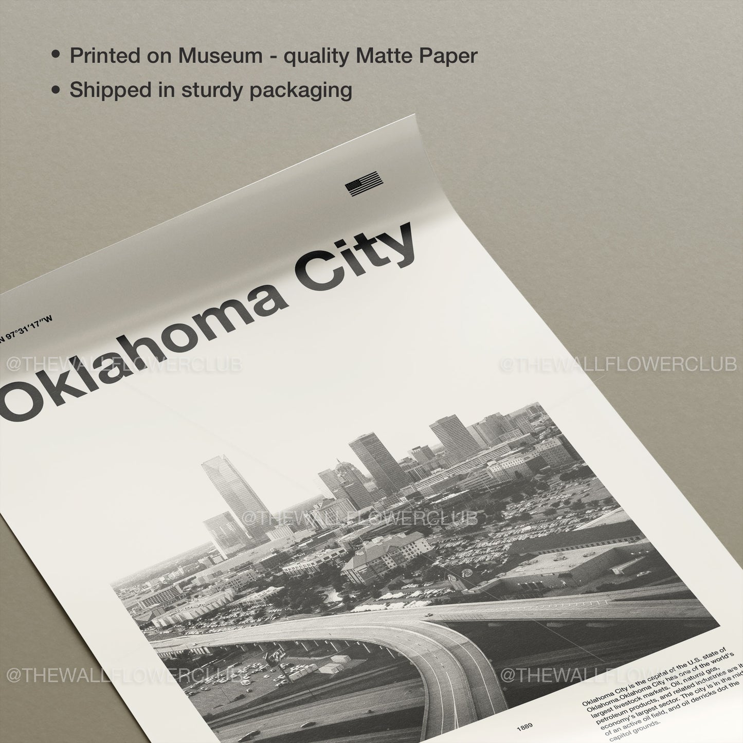 Oklahoma City Print | Oklahoma City Poster | Oklahoma City Wall Art | Mid Century Poster | Travel Print Art | Oklahoma