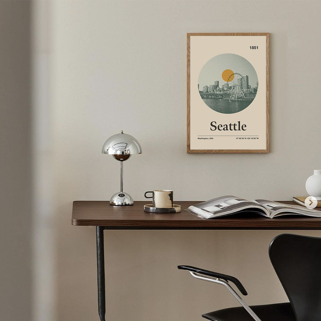 Seattle - Poster - city poster, travel poster, seattle city, city line, print art, washington