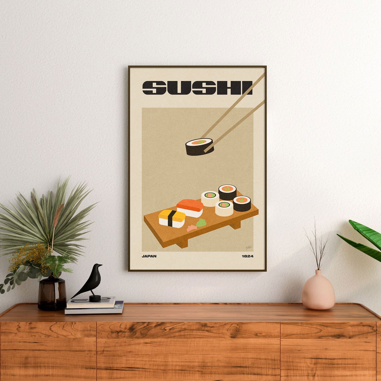 Sushi Poster - Poster - bauhaus, food poster, mid-century, mid-century print