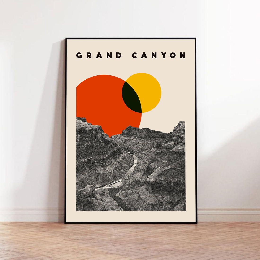 grand canyon national park poster, minimalist abstract print art, helvetica poster, midcentury modern travel poster, california, arizona