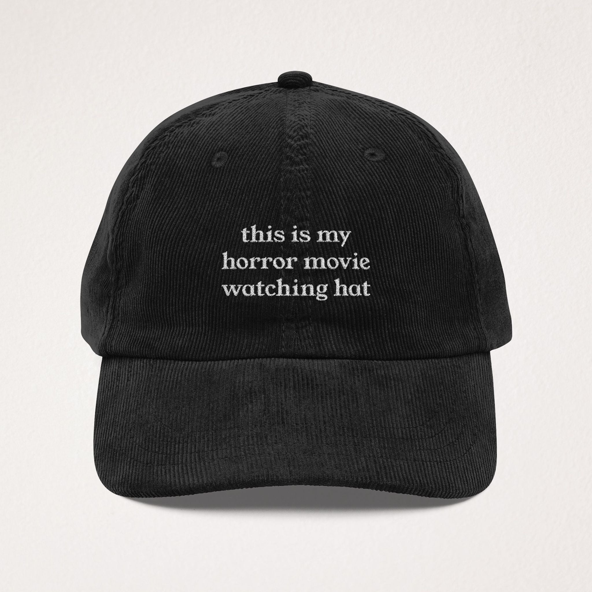 Horror Movie Watching Hat Hat - Movie Lover Corduroy Hat