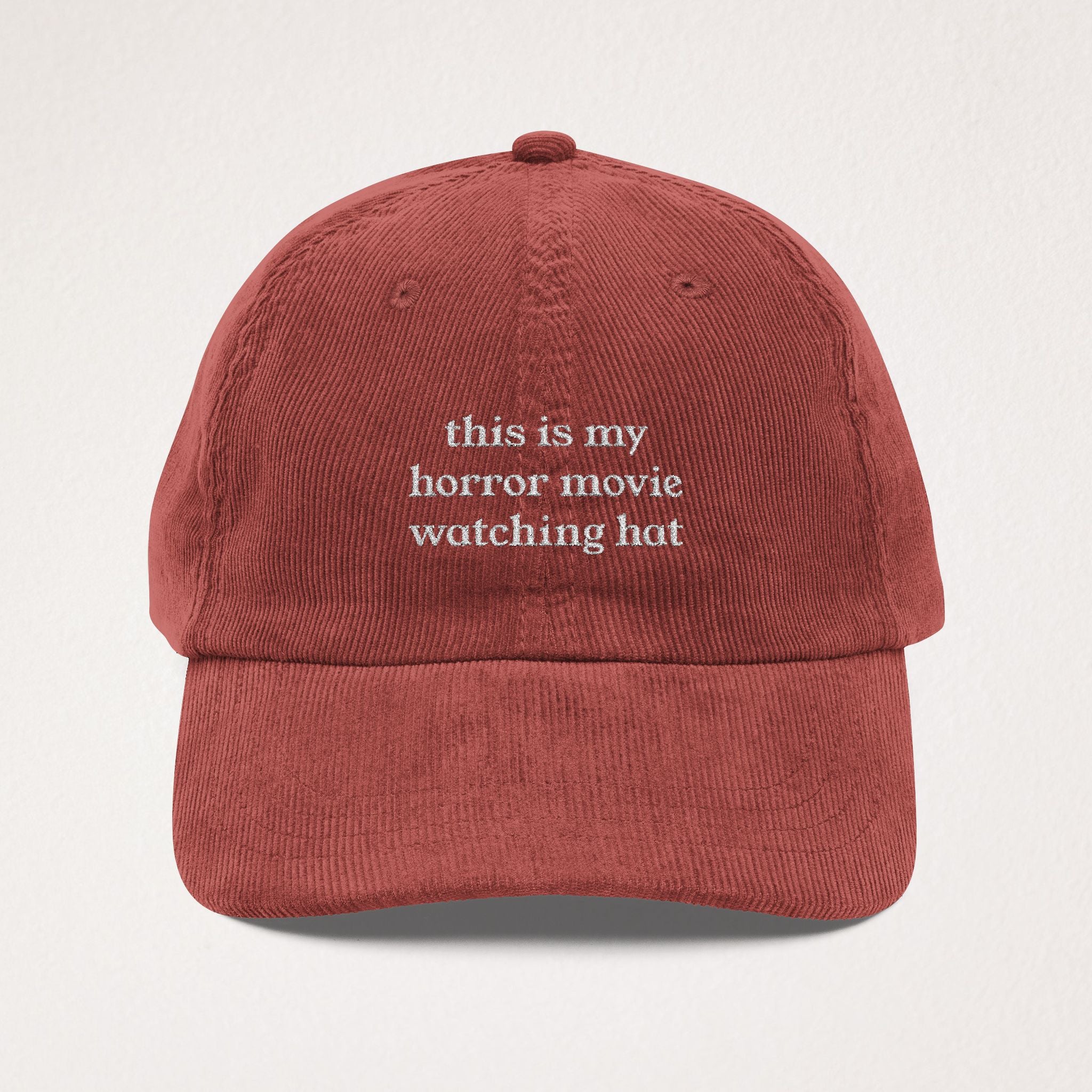 Horror Movie Watching Hat Hat - Movie Lover Corduroy Hat