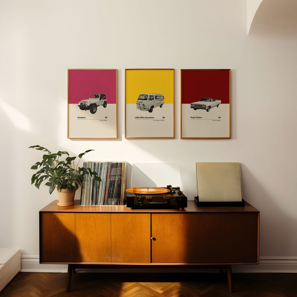 Pulp Fiction Car Poster Inspired Movie Poster - Mid-Century Wall Art