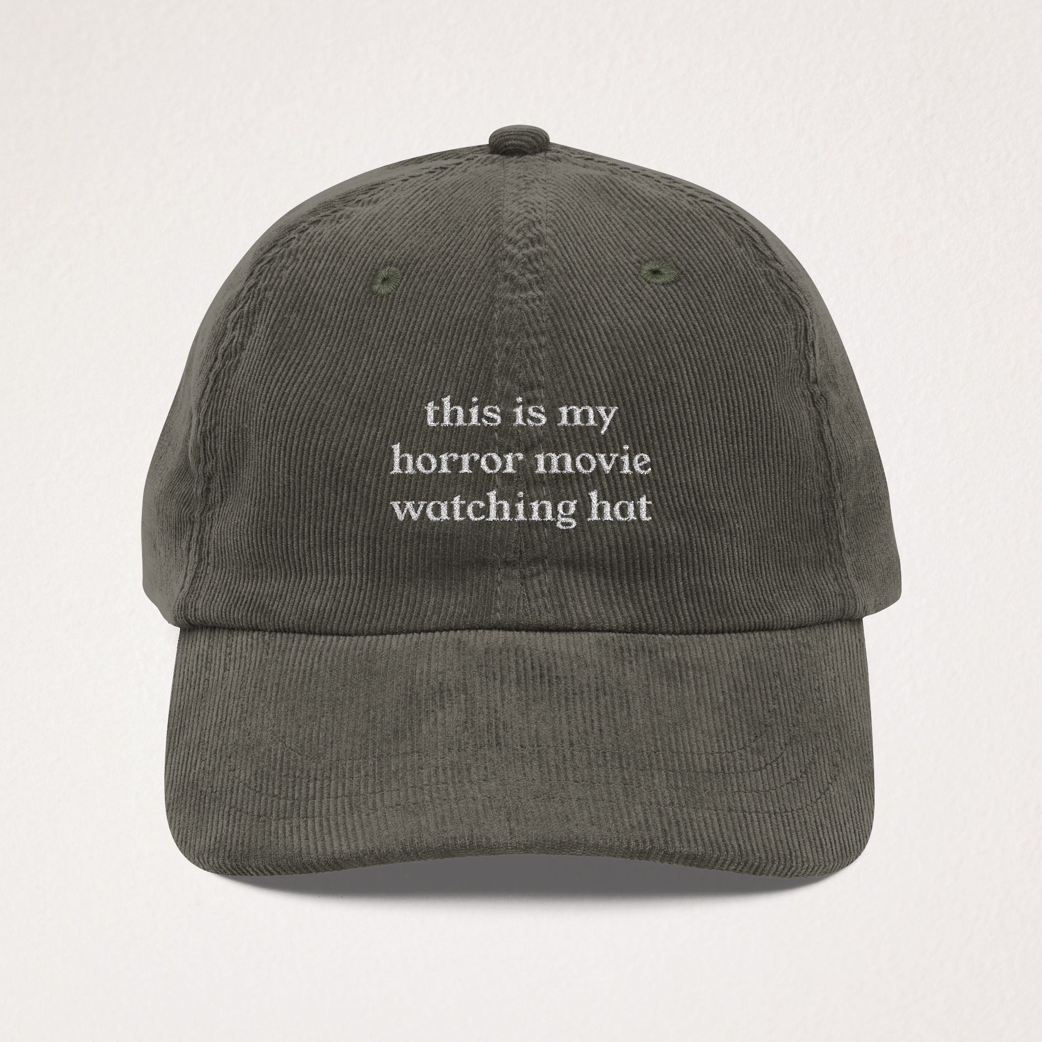 Horror Movie Watching Hat Hat - Movie Lover Corduroy Hat
