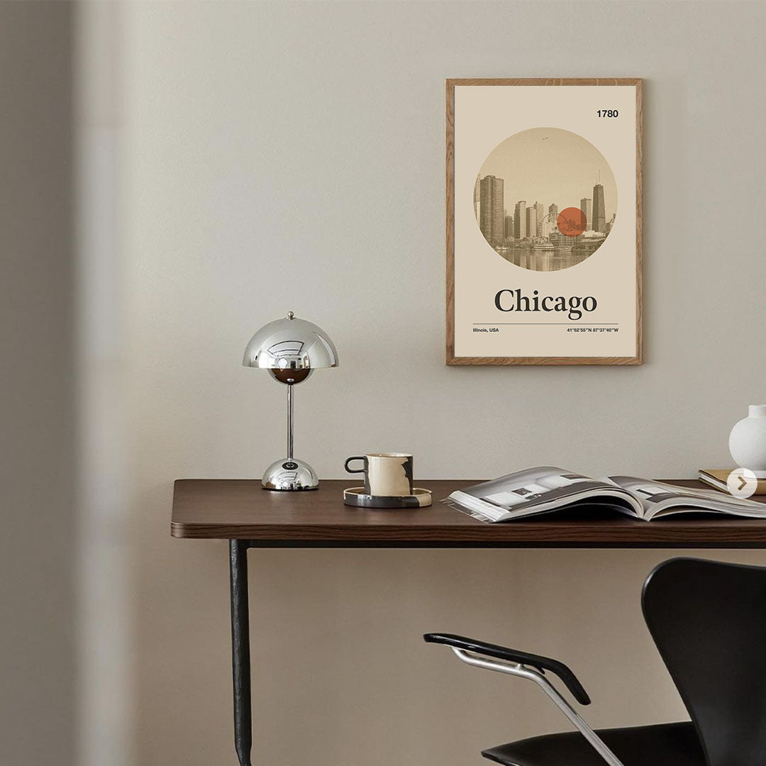 Chicago - Poster - city poster, travel poster, chicago, illinois, city line