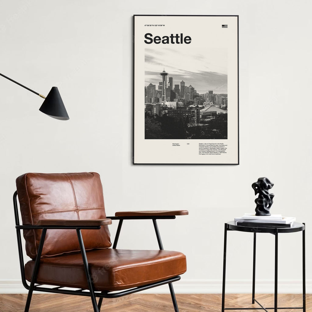 Seattle City Poster Inspired Movie Poster - Mid-Century Wall Art