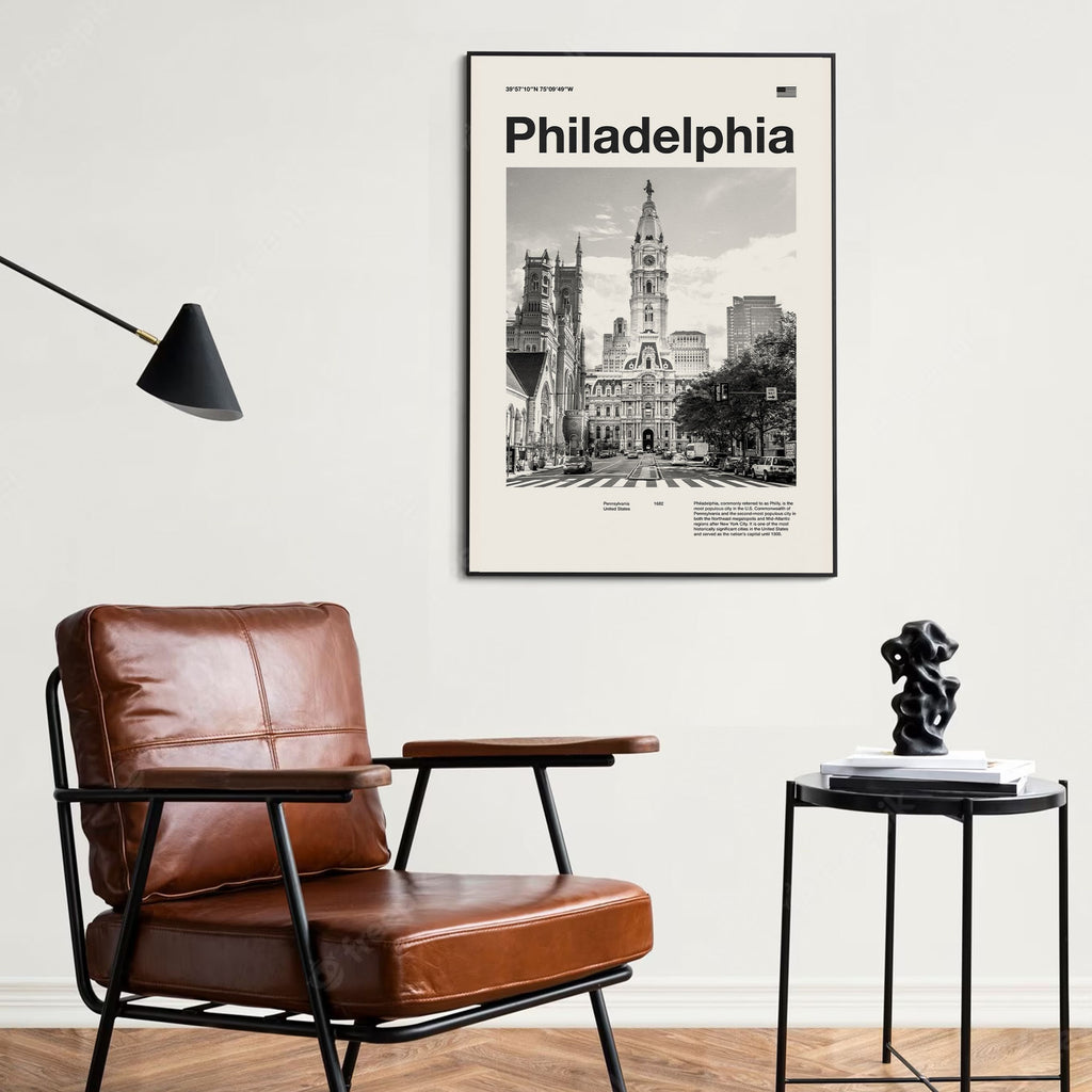 Philadelphia City Poster Inspired Movie Poster - Mid-Century Wall Art