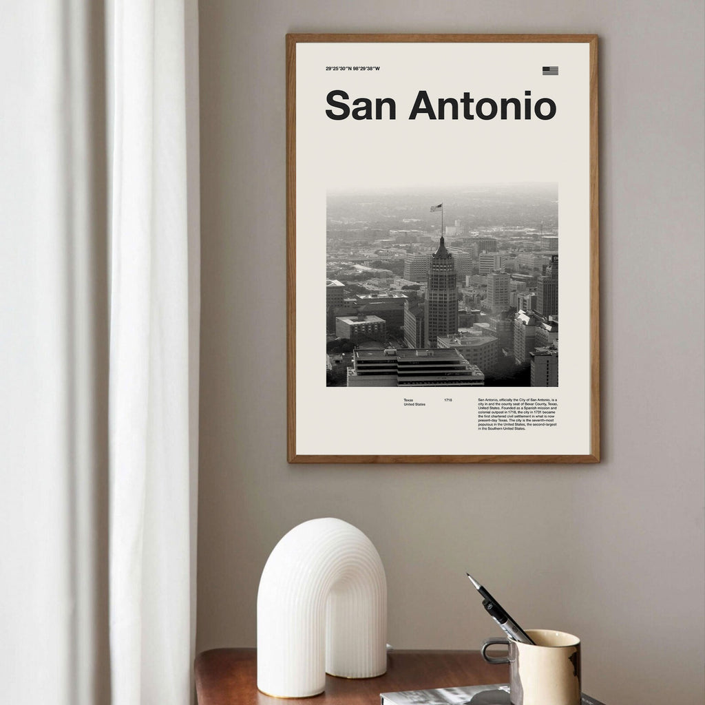 San Antonio City Poster Inspired Movie Poster - Mid-Century Wall Art