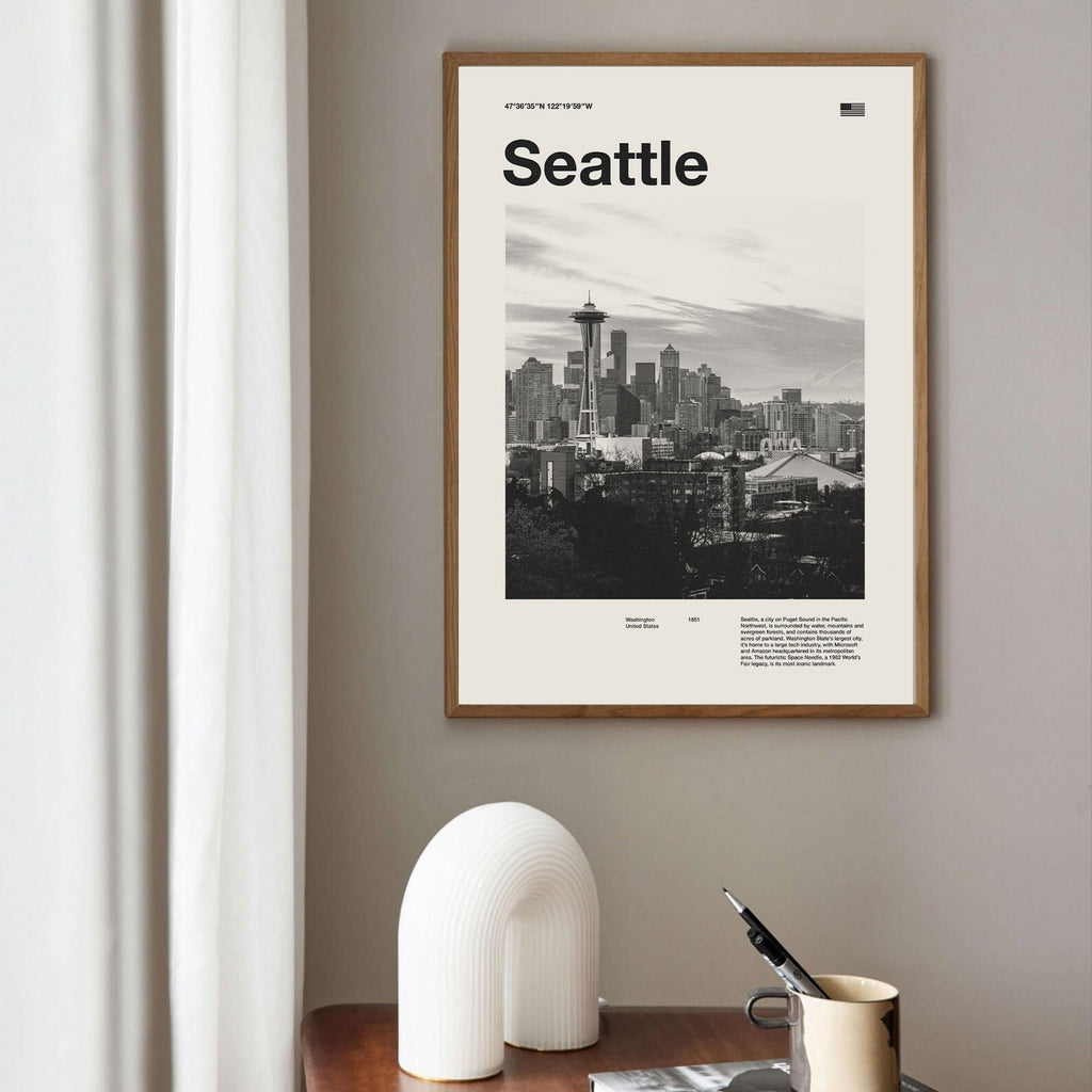 Seattle City Poster Inspired Movie Poster - Mid-Century Wall Art