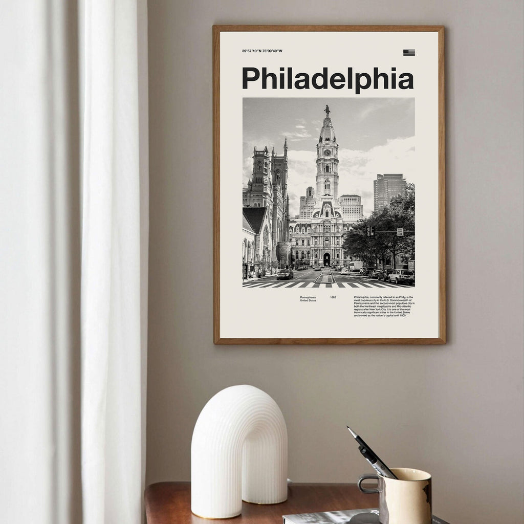 Philadelphia City Poster Inspired Movie Poster - Mid-Century Wall Art