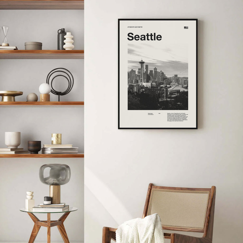Seattle City Poster Inspired Movie Poster - Mid-Century Wall Art