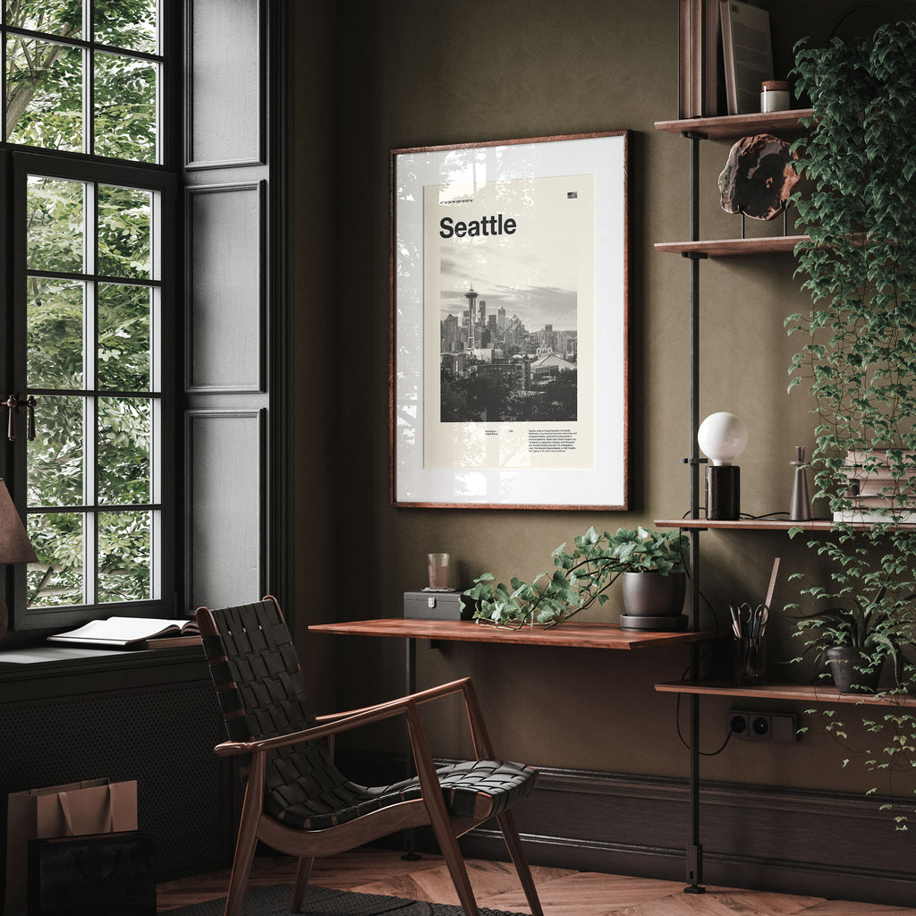 Seattle City Poster Inspired Movie Poster - Mid-Century Wall Art