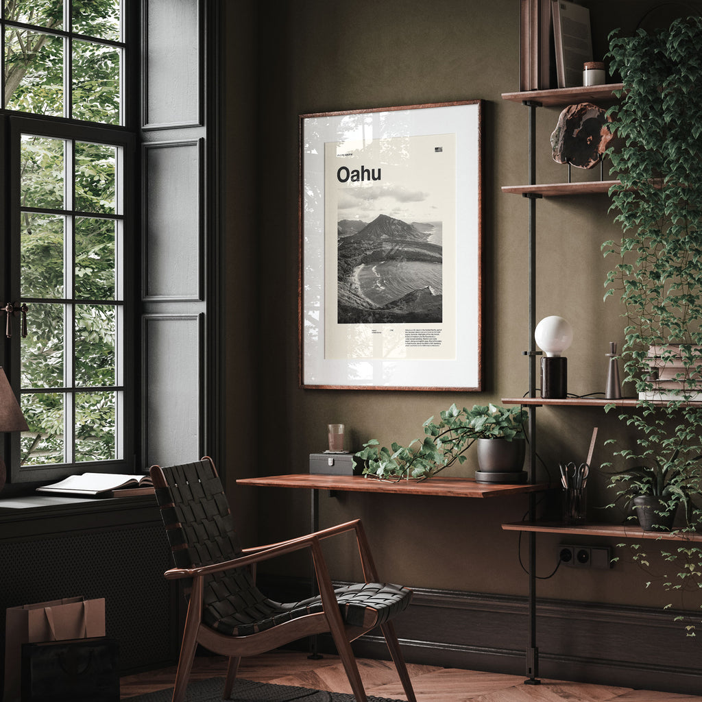 Oahu City Poster Inspired Movie Poster - Mid-Century Wall Art