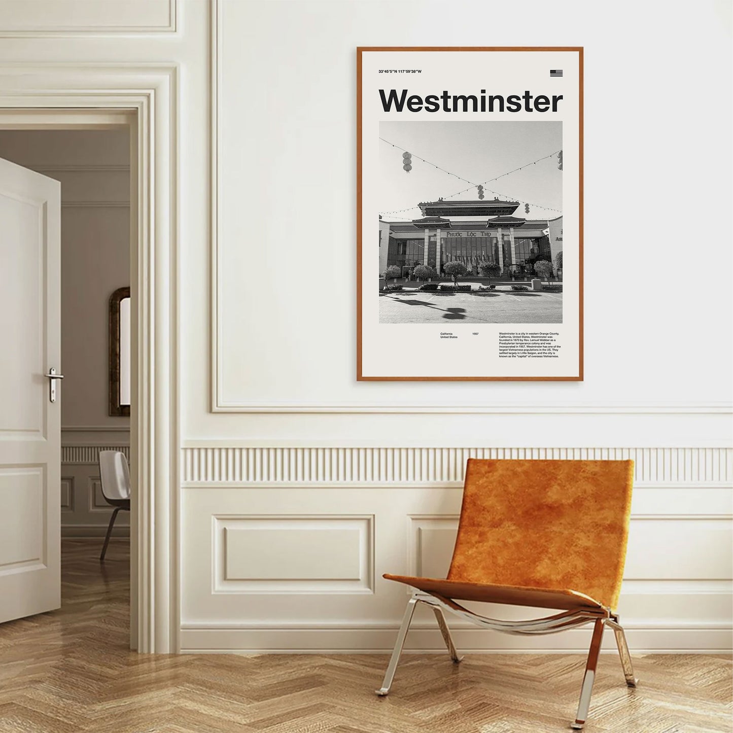 Westminster Print | Westminster Poster | Westminster Wall Art | Mid Century Poster | Travel Print Art | California