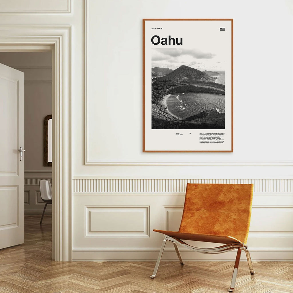 Oahu City Poster Inspired Movie Poster - Mid-Century Wall Art