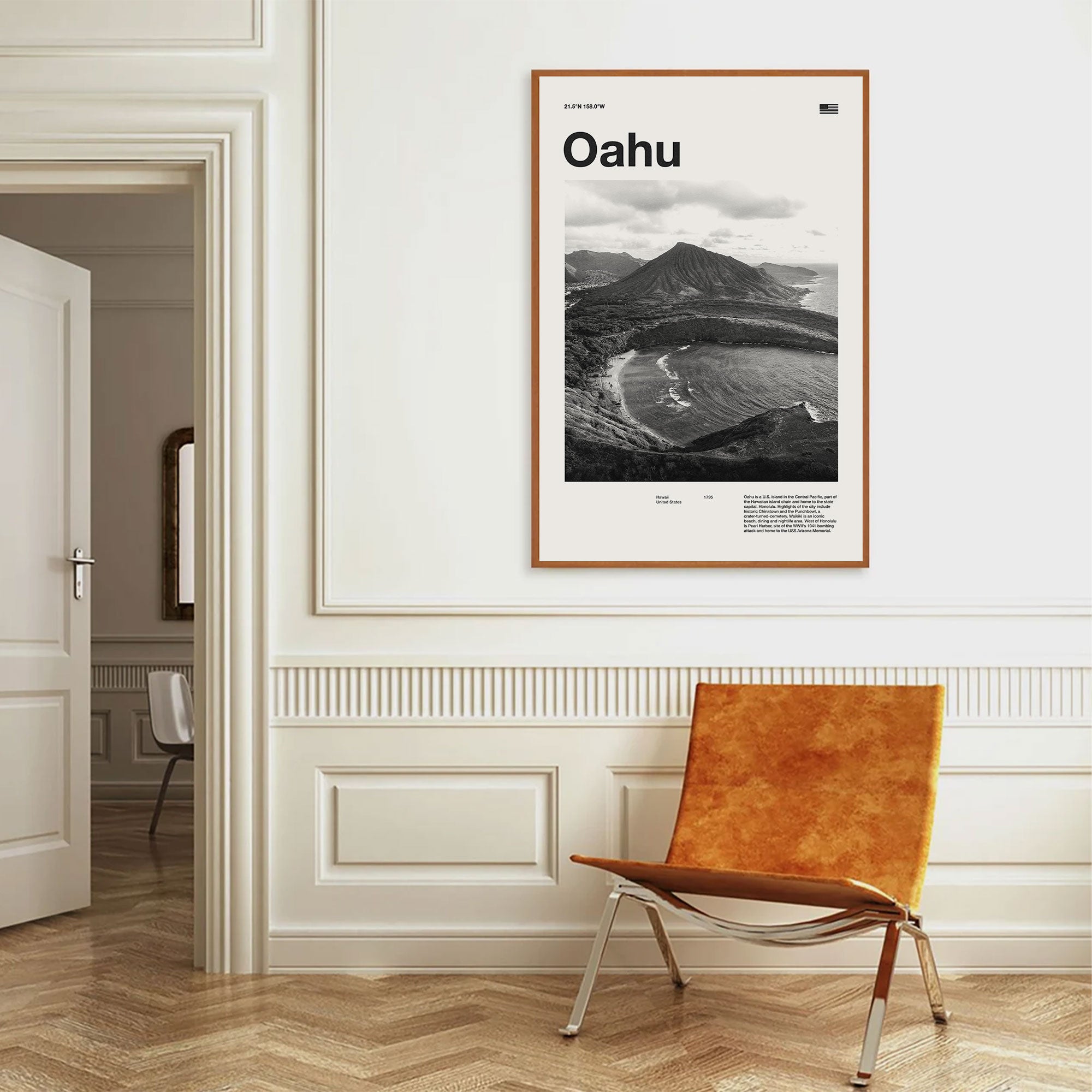 Oahu City Poster Inspired Movie Poster - Mid-Century Wall Art