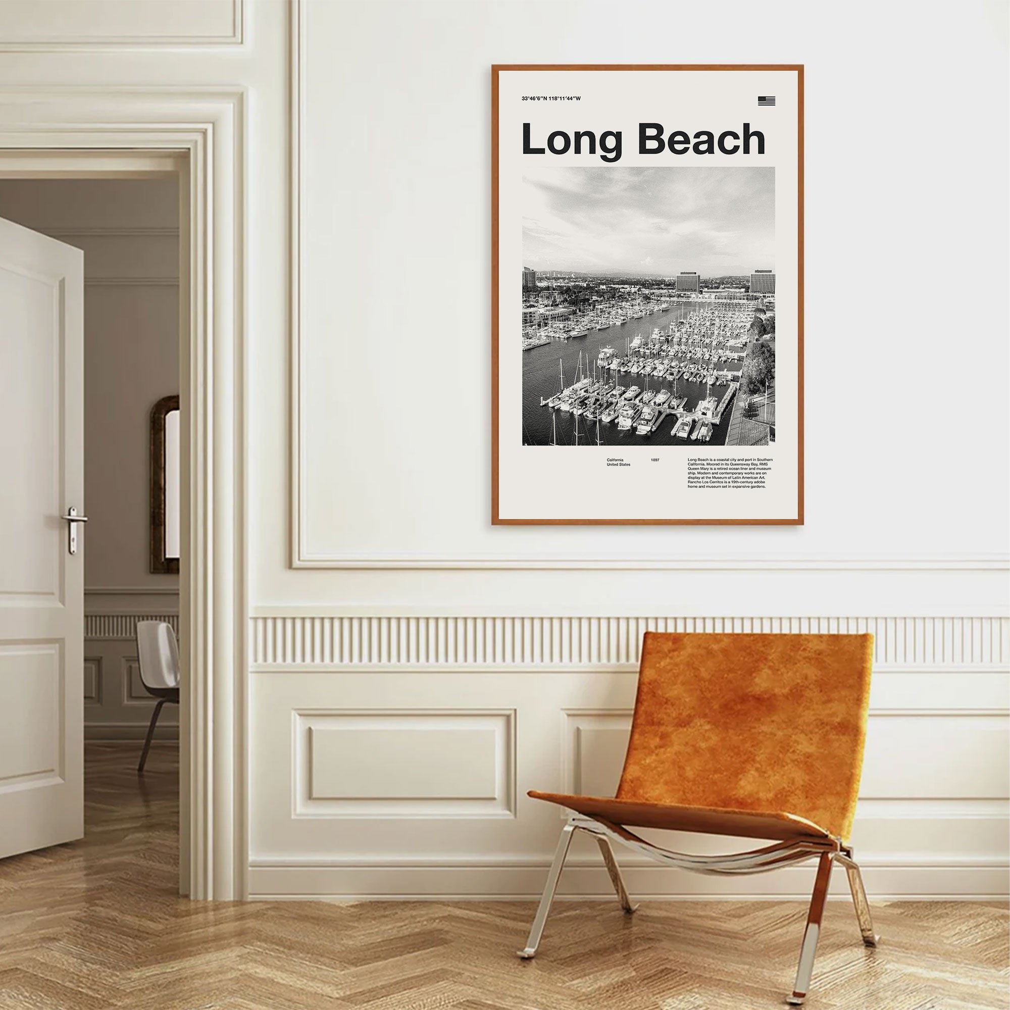 Long Beach City Inspired Movie Poster - Mid-Century Wall Art