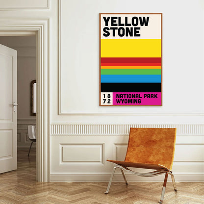Yellowstone National Park Mid Century Poster | Abstract Travel Poster | Minimalist Art Print | National Park Poster |  Wyoming Poster