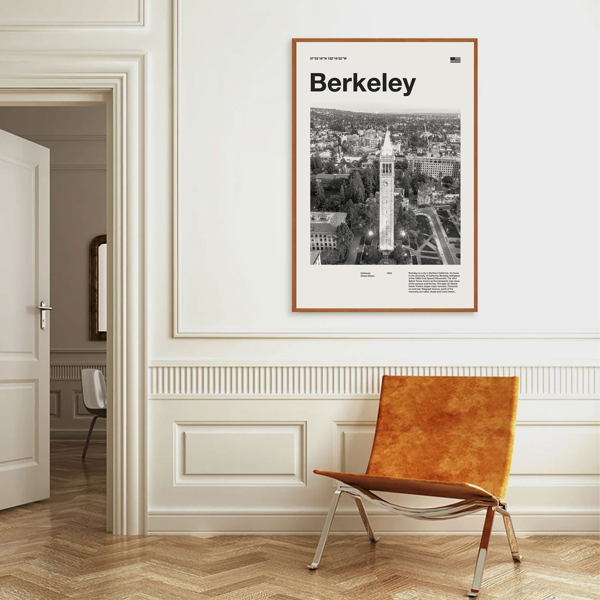 Berkeley City Art Print Inspired Movie Poster - Mid-Century Wall Art