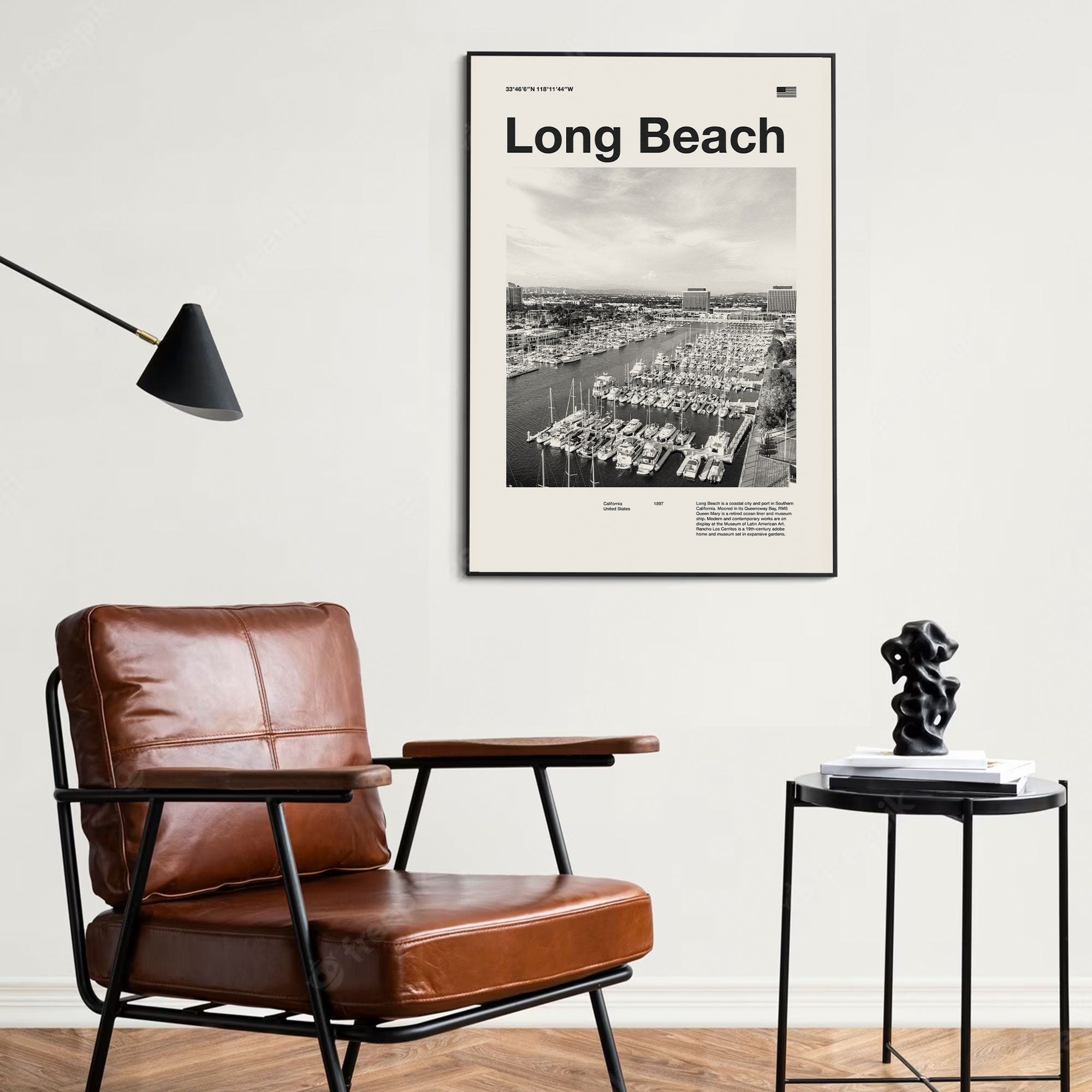 Long Beach City Inspired Movie Poster - Mid-Century Wall Art
