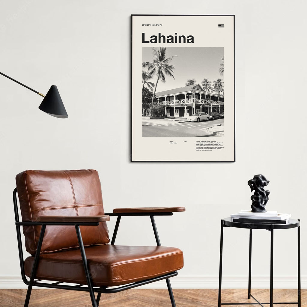 Lahaina City Poster Inspired Movie Poster - Mid-Century Wall Art