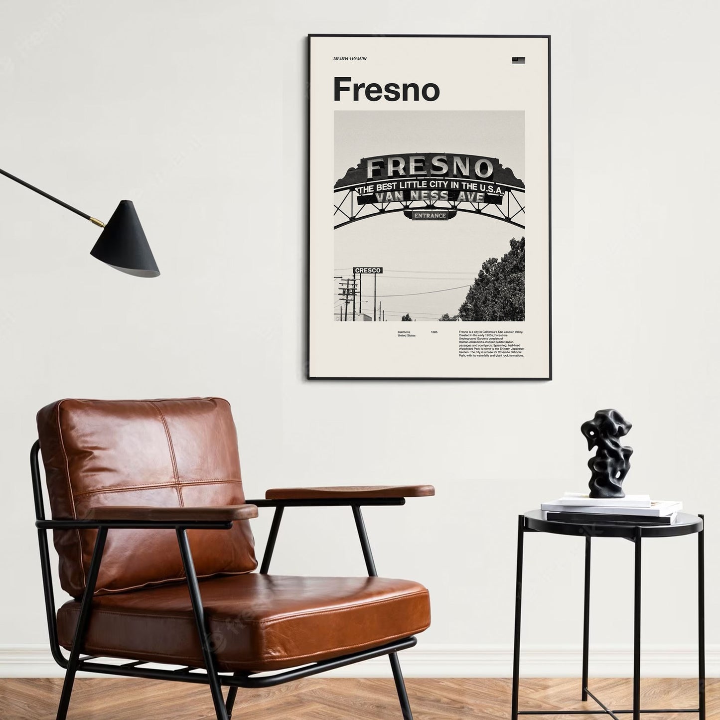 Fresno City Art Print | Fresno Poster | Fresno Wall Art | Mid Century Poster | Travel Print Art | California
